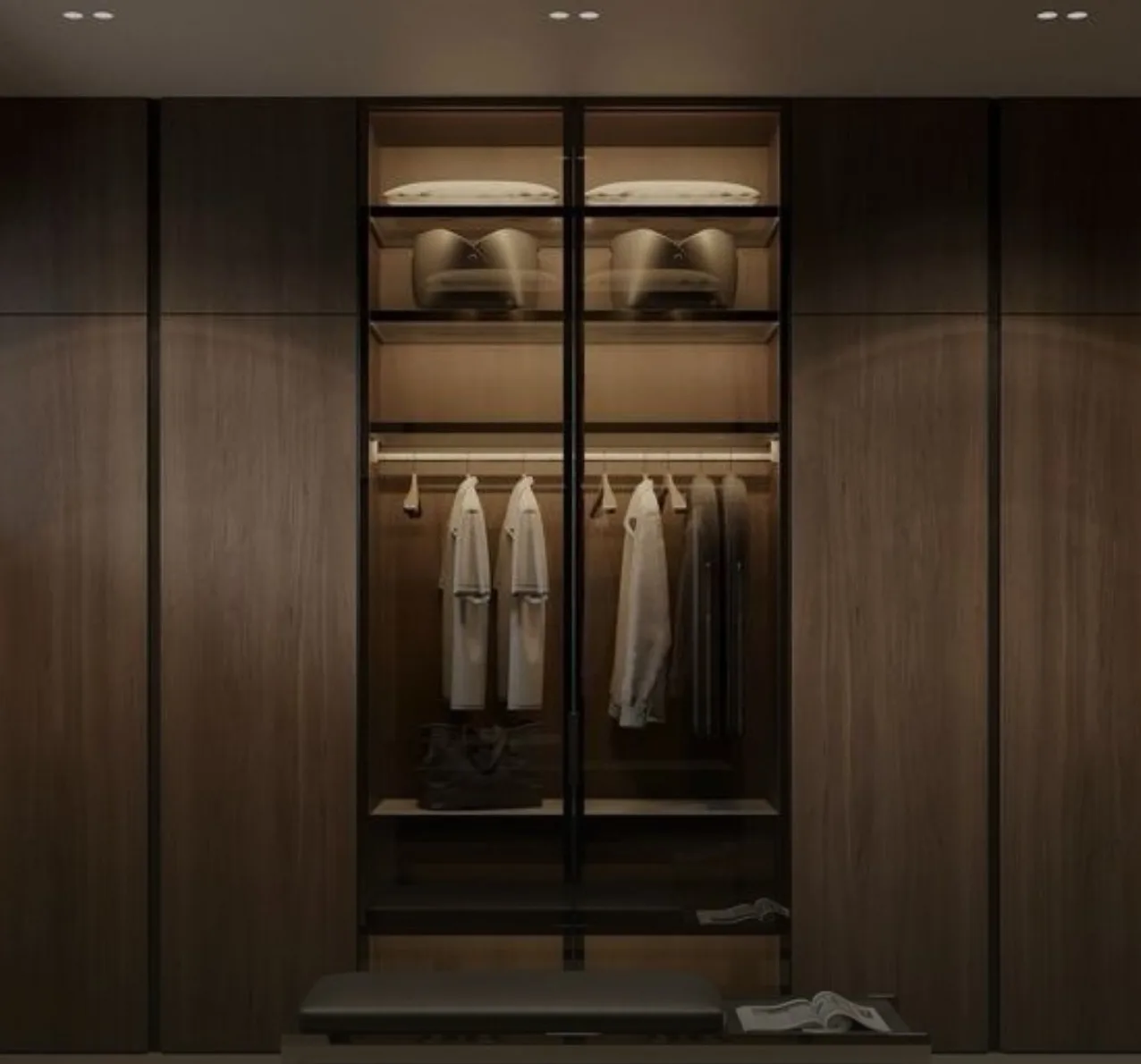 Dressing en noyer avec banc